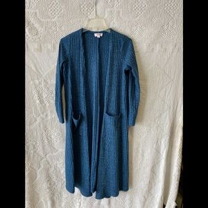 Blue long sweater duster Small. LuLaRoe